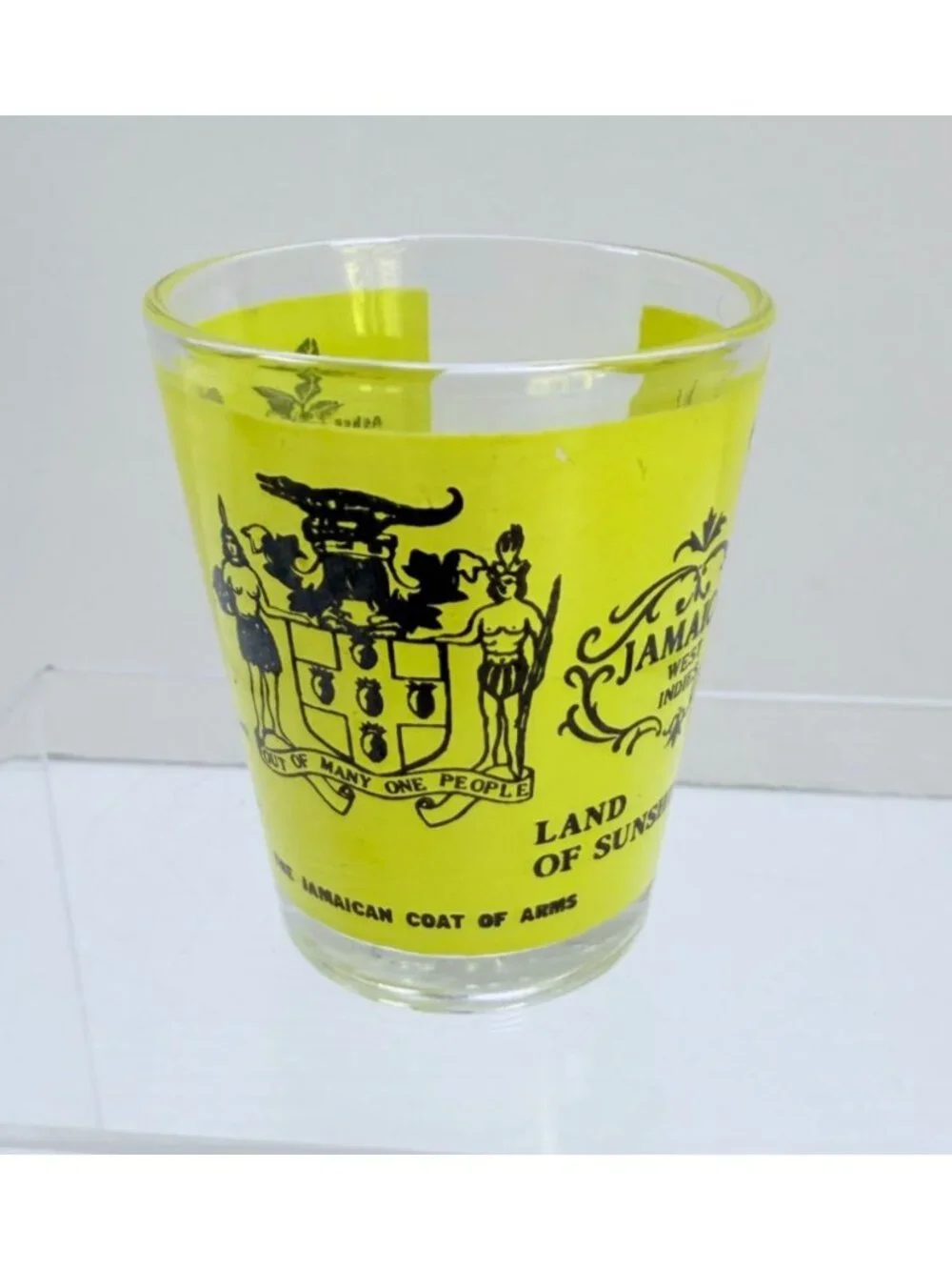 Jamaica West Indies Shot Glass Land of Sunshine Landmarks Vintage Souvenir